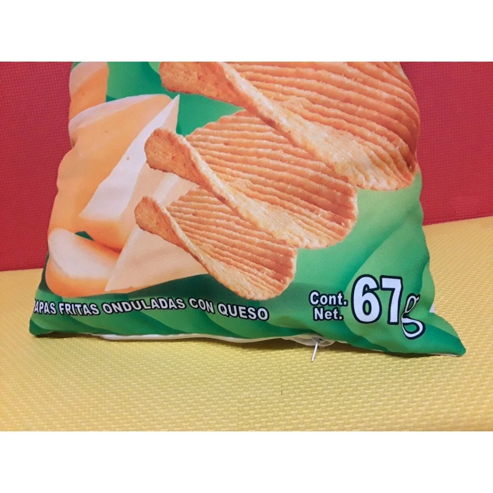 Lays Ruffles Queso Chip Snack Food Themed Pillow Novelty Home Decor 17'' Tall